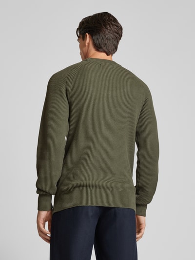 Casual Friday Gebreide pullover met ribboorden, model 'Kristian' Donkergroen gemêleerd - 5