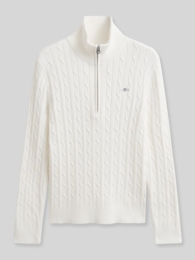 GANT Regular Fit Troyer aus reiner Baumwolle mit Logo-Stitching Ecru 2