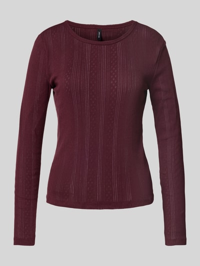 Vero Moda Slim Fit Langarmshirt aus reiner Baumwolle mit feinem Lochmuster Modell 'LISA' Rot 2