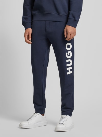 HUGO Sweatpants met labelprint, model 'Dutschi' Donkerblauw - 4