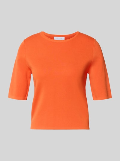 Productfoto, 'Strickpullover aus Viskose-Mix mit 1/2-Arm' van Rich & Royal in helder oranje, regular fit, geribde ronde hals, fijne textuur, damesmodel, ruglengte 50 cm, mouwlengte 29 cm