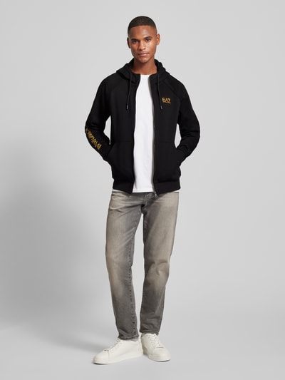 EA7 Emporio Armani Sweatjacke mit Logo-Prints und Kapuze Black 1