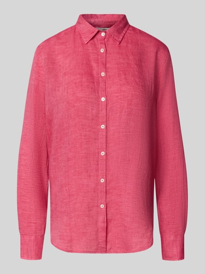 Produktfoto, Hemdbluse aus Leinen mit Kentkragen Modell 'MIRA' von 0039 Italy in kräftigem Pink, Knopfleiste, Sportmanschetten, Regular Fit