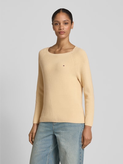 Tommy Hilfiger Regular fit gebreide pullover van zuiver katoen Zand - 4
