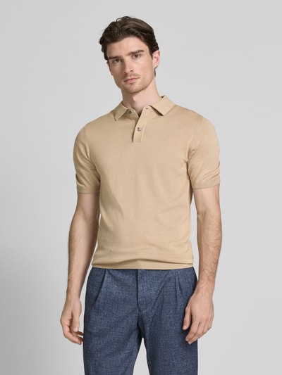Roy Robson Poloshirt mit kurzer Knopfleiste Beige 4