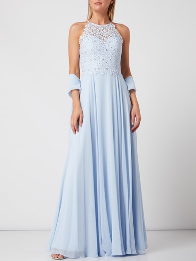 Luxuar Abendkleid aus Häkelspitze und Chiffon  Hellblau 4