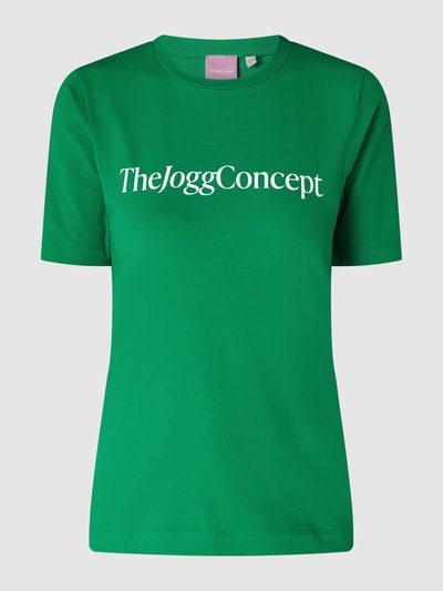 TheJoggConcept T-shirt z dodatkiem streczu model ‘Simona’ Ciemnozielony 2