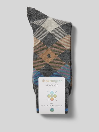 Burlington Socken mit Label-Print Dunkelgrau 3