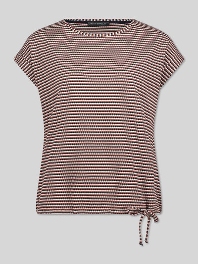 Produktfoto, Regular Fit T-Shirt aus Baumwoll-Mix von Betty Barclay für Damen T-Shirt in Braun-Weiß mit feinem Streifenmuster und Bindeband