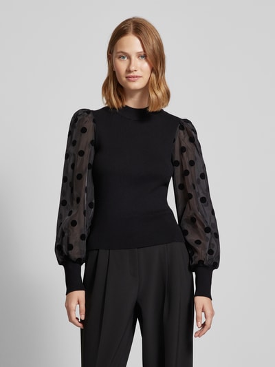 YAS Slim fit blouse met ballonmouwen, model 'DOTME' Zwart - 4