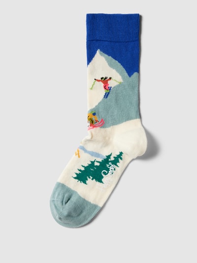 Happy Socks Socken mit Allover-Muster Modell 'Downhill Skiing' Blau 1