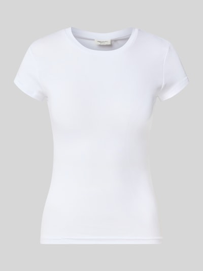 Gina Tricot Skinny Fit T-Shirt aus Baumwoll-Mix Weiss 1