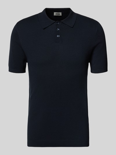Produktfoto, Slim Fit Poloshirt Modell 'Triton' von Drykorn aus Reine Baumwolle mit Polokragen, Kurzärmelig, Strukturmuster, dunkelblau