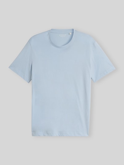 Tom Tailor Regular Fit T-Shirt aus reiner Baumwolle mit Logo-Stitching Hellblau 2