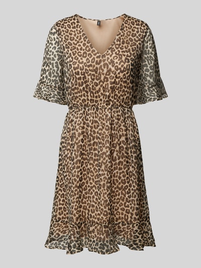 Vero Moda Mini-jurk met all-over motief, model 'SMILLA' Middenbruin - 2