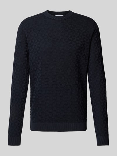 Only & Sons Sweter z dzianiny z fakturowanym wzorem model ‘KALLE’ Ciemnoniebieski 2