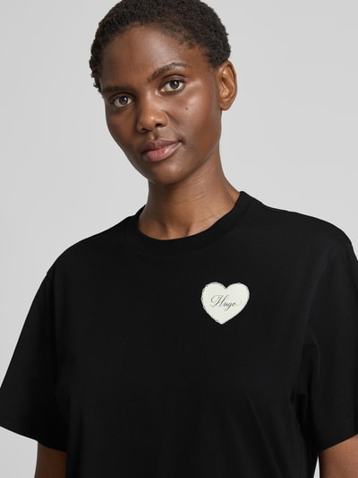 HUGO Regular fit T-shirt van puur katoen, model 'VINTAGE TEE' Zwart - 3