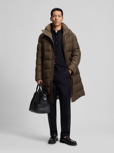BOSS Regular fit gewatteerde lange jas met tweewegsritssluiting, model 'CENUTO' Olijfgroen - 1