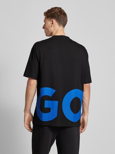 Hugo Blue T-Shirt mit Label-Print Modell 'Nannavaro' Black 5