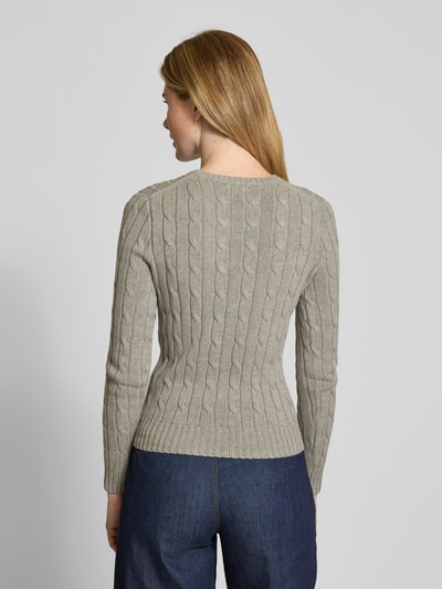 Polo Ralph Lauren Strickpullover mit Zopfmuster Modell 'JULIANNA' Hellgrau 5