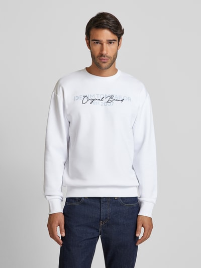 Tom Tailor Denim Basic Fit Sweatshirt mit Label-Schriftzug Weiss 4