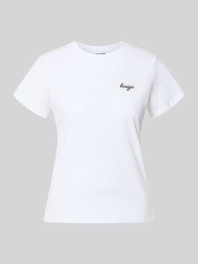 Produktfoto, wit Regular Fit T-shirt uit zuivere katoen model 'Damatee_B' van HUGO Dames t-shirt van HUGO Blue, gladde textuur, ronde hals