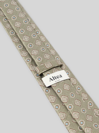 Produktfoto, Krawatte mit Label-Detail Modell 'Nilo' von altea im Seide-Baumwoll-Mix, klassische Passform, 8 cm Breite, beige mit Muster