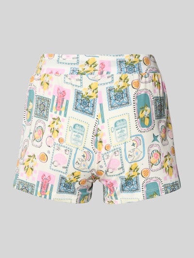 Produktfoto, Pyjama-Shorts im Allover-Look von Skiny, mieszanka modalu i bawełny, krój regular fit, wzór na całej powierzchni, elastyczny pas, tunel.