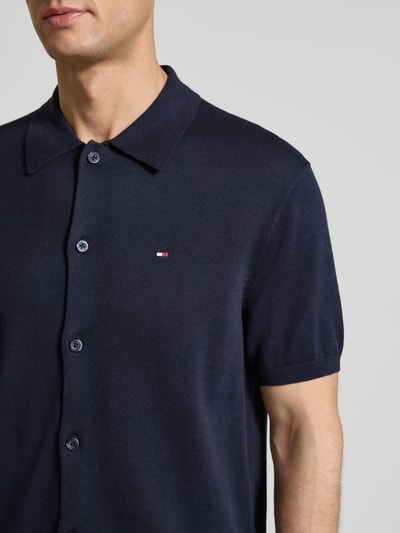 Tommy Hilfiger Regular Fit Overshirt aus reinem Baumwoll-Strick Dunkelblau 3