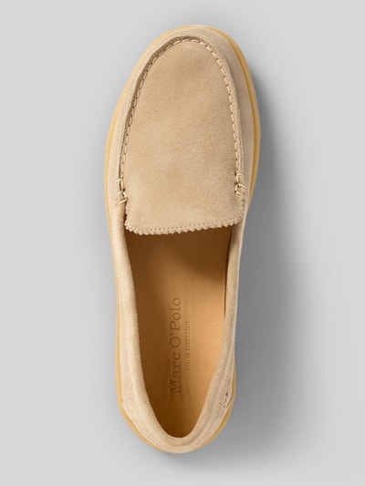 Produktfoto, Loafer aus echtem Veloursleder Modell 'KARA 2B' von Marc O'Polo, beżowy, zaokrąglony nosek, płaska podeszwa, strukturyzowana podeszwa, unikolor, skóra naturalna, damski
