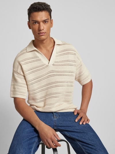 JAKE*S STUDIO MEN Poloshirt mit Strukturmuster Sand 3