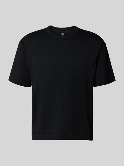 Produktfoto, Cropped T-Shirt mit Rundhalsausschnitt von GAP in Schwarz, gerade Form, reine Baumwolle, kurzarm, Rückenlänge 63 cm bei Größe M