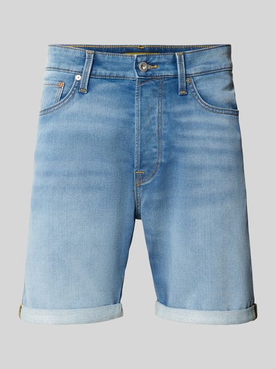 Produktfoto, Regular Fit Jeansshorts mit Umschlag Modell 'RICK' von Jack & Jones aus Baumwoll-Viskose-Mix im Used-Look, hellblau.