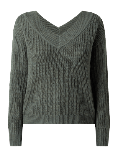 Only Pullover mit V-Ausschnitt Modell 'Melton' Dunkelgruen 2