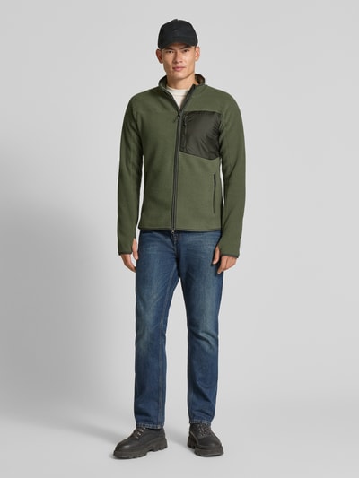 PEAK PERFORMANCE Regular Fit Fleecejacke mit Logo-Stitching Modell 'Pile' Oliv 1