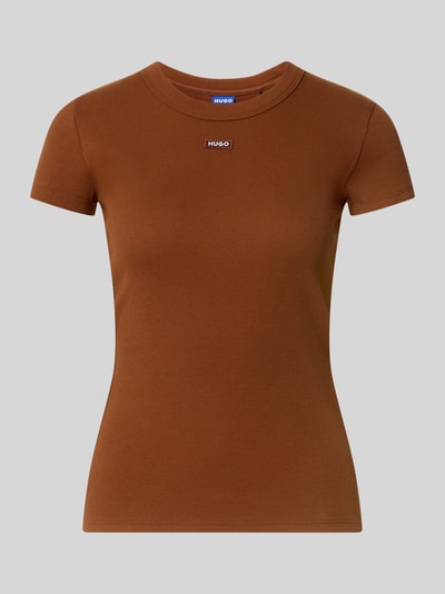 Productfoto, bruin Regular Fit T-Shirt aus Baumwoll-Mix model 'Easy Tee_B' van HUGO voor Dames, fijne textuur