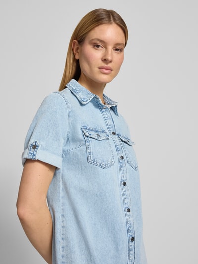 VERO MODA Taliowana sukienka dżinsowa z mieszanki bawełny Jeansowy niebieski 3
