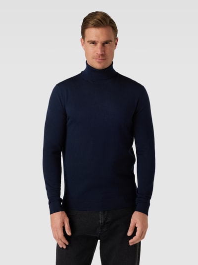 SELECTED HOMME Rollkragenpullover aus Woll-Mix im unifarbenen Design Dunkelblau 4