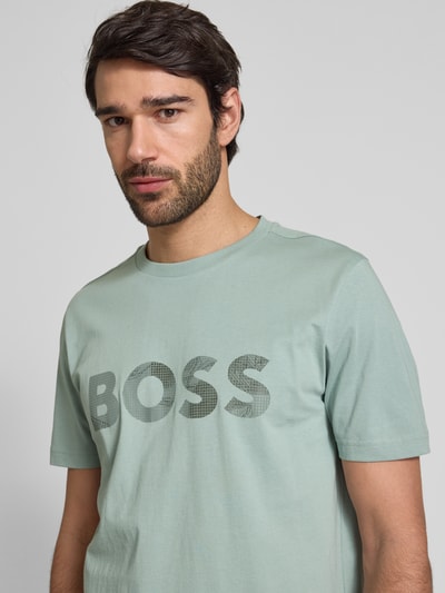 BOSS Green T-shirt met logoprint en ronde hals Mintgroen - 3