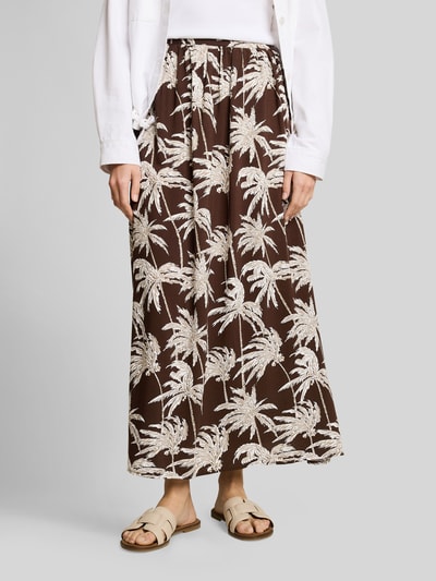 Tom Tailor Denim regular fit maxi-rok van pure viscose Chocoladebruin gemêleerd - 4