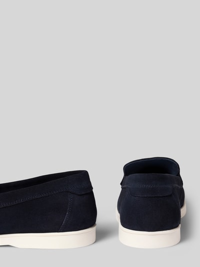 Produktfoto, Loafer aus echtem Wildleder Modell 'Suede' von Jack & Jones, granatowy zamsz, zaokrąglony krój, gładka podeszwa, wysokość obcasa w rozmiarze 44: 3 cm, wysokość cholewki w rozmiarze 44: 10 cm, szerokość w rozmiarze 44: 6 cm