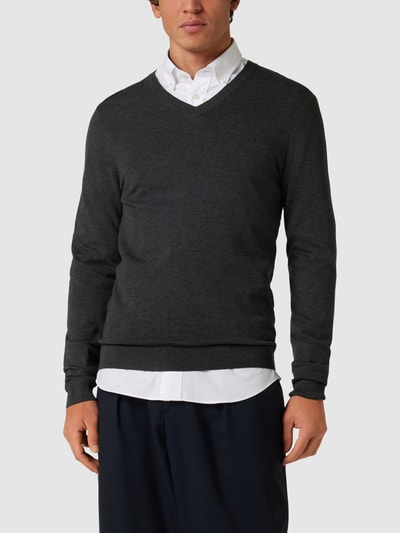 MCNEAL Strickpullover mit geripptem V-Ausschnitt Dunkelgrau meliert 4