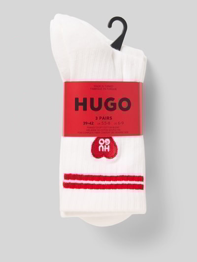HUGO Sokken van katoenmix in een set van 3 paar, model 'LOVE YOU' Offwhite - 3