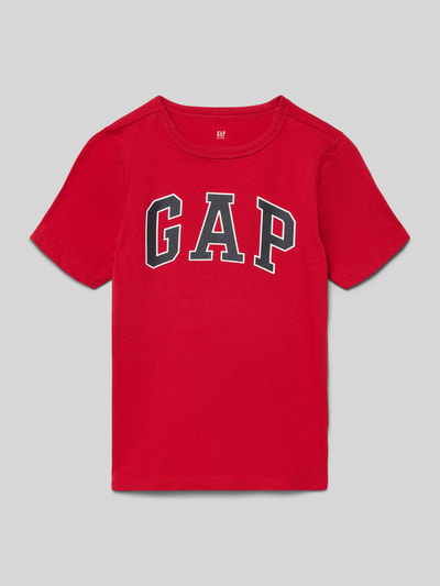 Produktfoto, Regular Fit T-Shirt mit Logo-Print von GAP in kräftigem Rot, reine Baumwolle, Rundhalsausschnitt, für Kinder, Vorderansicht