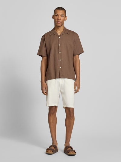 Selected Homme relaxed fit vrijetijdsoverhemd van mix van katoen en linnen model 'RLXCLAY' Chocoladebruin - 1