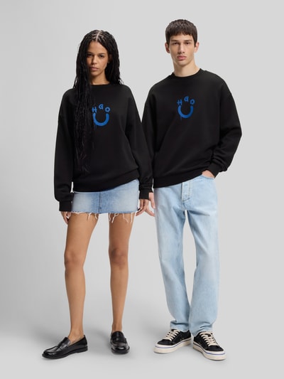 HUGO Blue Regular Fit Sweatshirt mit Happy Hugo Print Black 1
