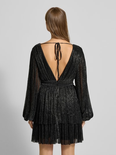 Jake*s Cocktail Sukienka koktajlowa błyszcząca z dekoltem w serek i tasiemką w talii Czarny 5