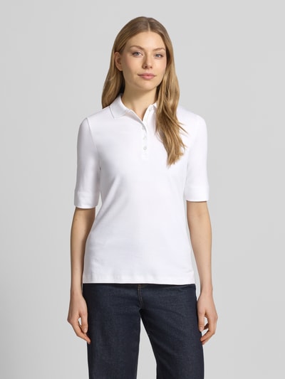 Christian Berg Woman slim fit poloshirt met knoopsluiting en 1/2-mouwen Wit - 4