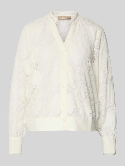 MOS MOSH Regular Fit Bluse mit Lochstickerei Modell 'Monia' Ecru 2