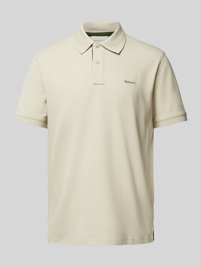 Gant Regular fit poloshirt met labelstitching Zand - 2